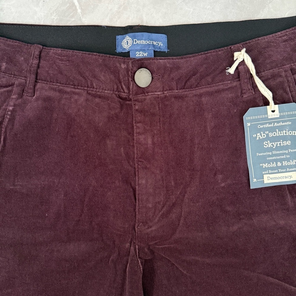 Women’s Democracy "Ab"solution Skyrise Wide Leg Corduroy Pants Tulip Hem 22W - Picture 5 of 16